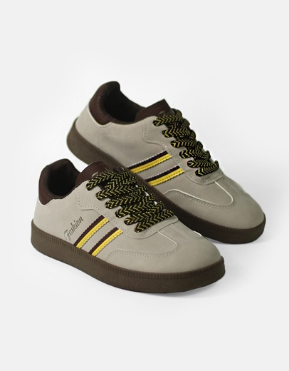 Εικόνα της Sneakers γυναικεια με γραμμικό σχέδιο και διχρωμία Γκρι