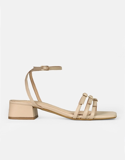 Εικόνα της Πεδίλα Ελληνικής κατασκευής με τριπλό λουράκι Nude