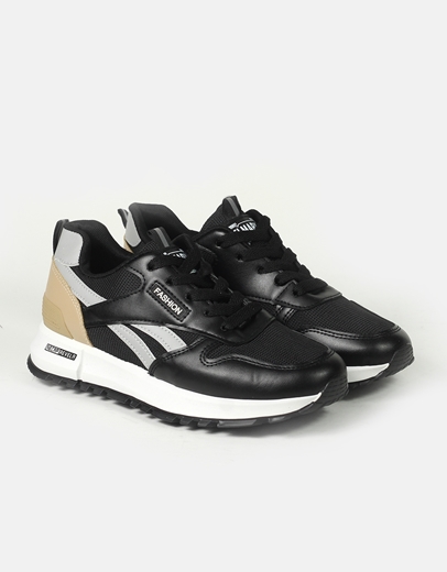 Εικόνα της Γυναικεία sneakers με με δίχρωμη σόλα Μαύρο