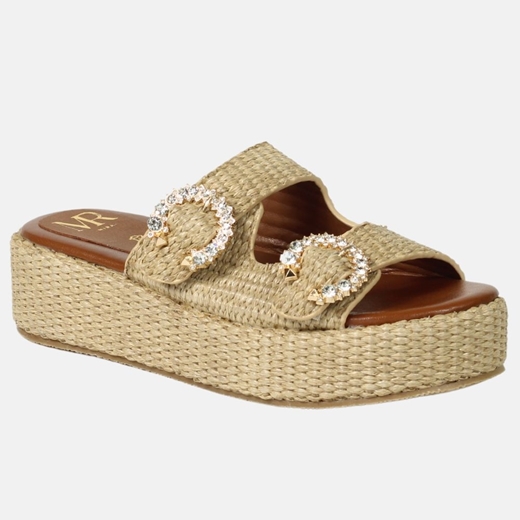 Εικόνα της Ψάθινα flatforms με διπλό τοκά από πετράδια Πούρο