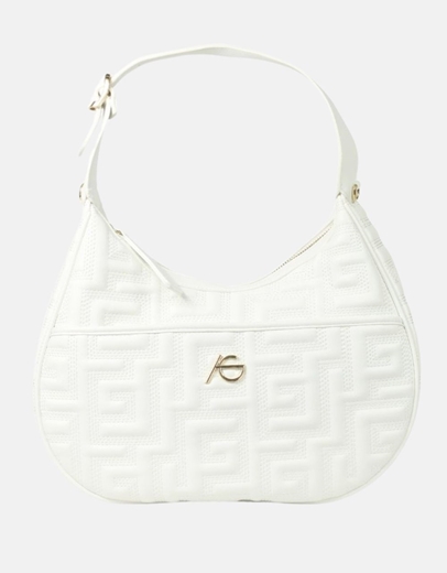 Εικόνα της Tσάντα ώμου με μοτίβο μαιάνδρου Λευκό