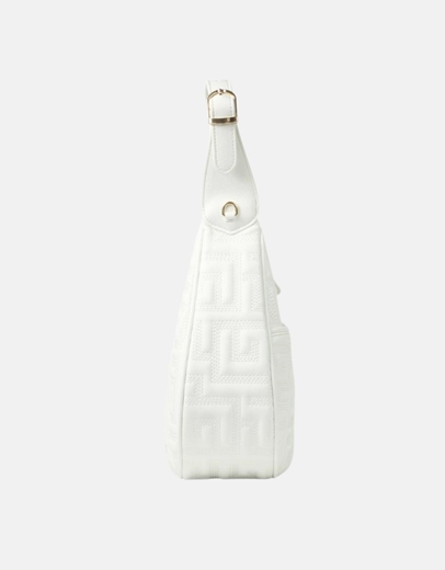 Εικόνα της Tσάντα ώμου με μοτίβο μαιάνδρου Λευκό