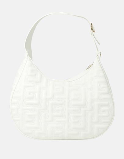 Εικόνα της Tσάντα ώμου με μοτίβο μαιάνδρου Λευκό