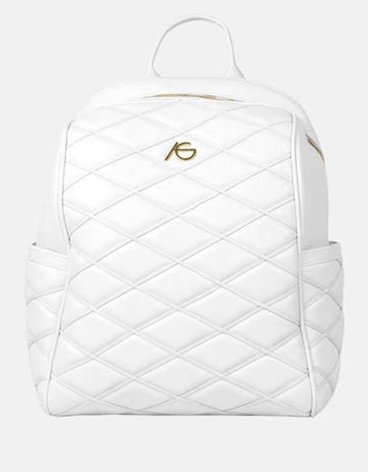 Εικόνα της Χειροποίητο σακίδιο πλάτης με καπιτονέ σχέδιο Λευκό