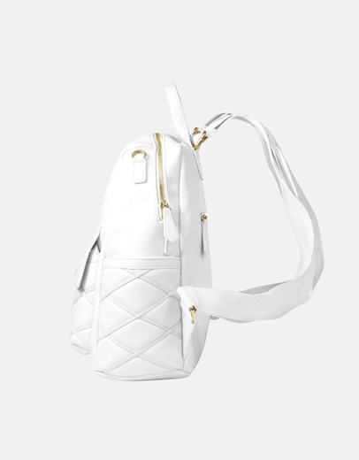 Εικόνα της Χειροποίητο σακίδιο πλάτης με καπιτονέ σχέδιο Λευκό