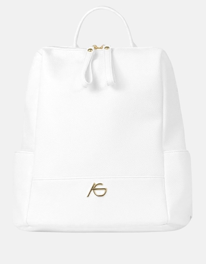 Εικόνα της Χειροποίητο σακίδιο πλάτης με εξωτερικά τσεπάκια Λευκό