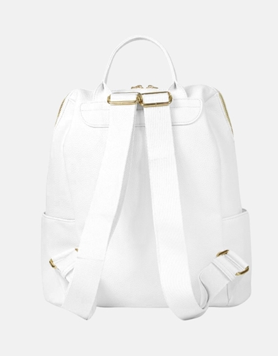 Εικόνα της Χειροποίητο σακίδιο πλάτης με εξωτερικά τσεπάκια Λευκό