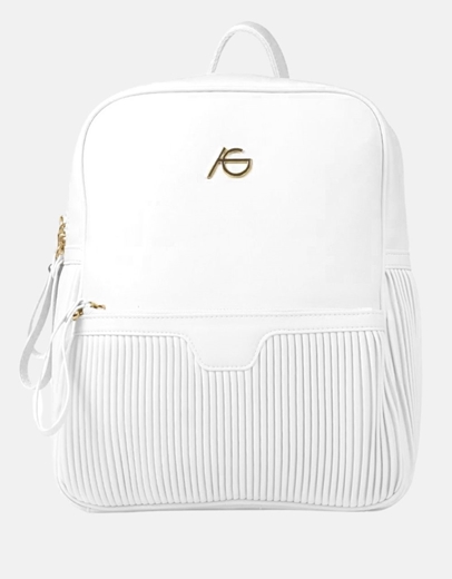 Εικόνα της Γυναικείο χειροποίητο σακίδιο πλάτης με φερμουάρ Λευκό