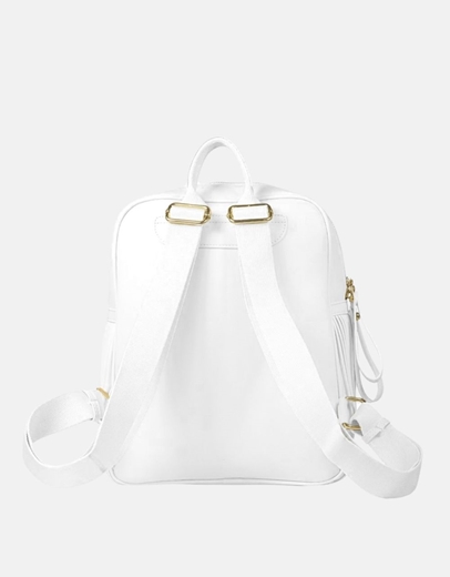 Εικόνα της Γυναικείο χειροποίητο σακίδιο πλάτης με φερμουάρ Λευκό