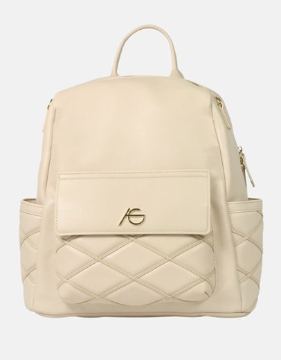 Εικόνα της Γυναικείο χειροποίητο σακίδιο πλάτης με εξωτερικές θήκες Μπεζ