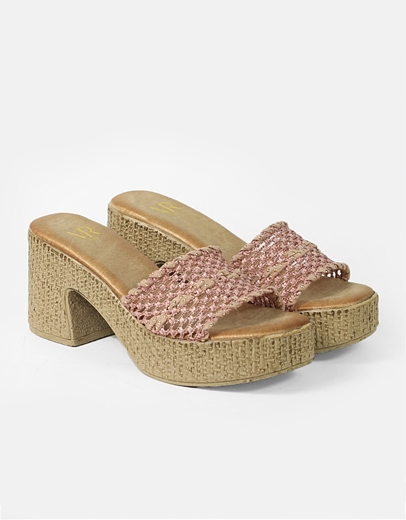 Εικόνα της Boho mules με πλεκτό σχέδιο και τρουκς Ροζ