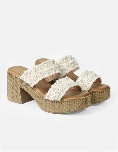 Εικόνα της Boho mules με διπλή φάσα από πέρλες Λευκό