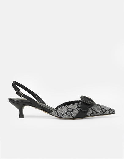 Εικόνα της Γόβες open heel Ελληνικής κατασκευής με αγκράφα Μαύρο