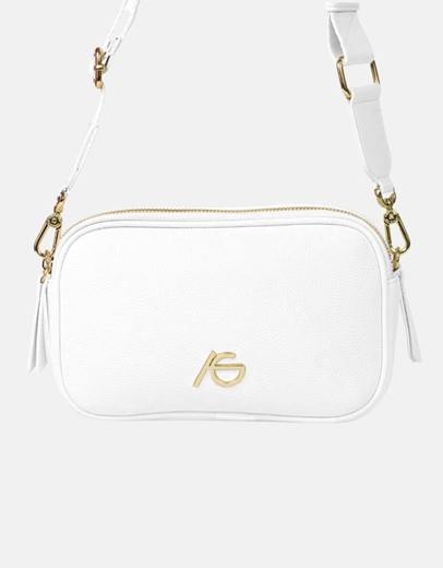 Εικόνα της Χειροποίητη τσάντα ώμου με προσαρμοζόμενο ιμάντα Λευκό