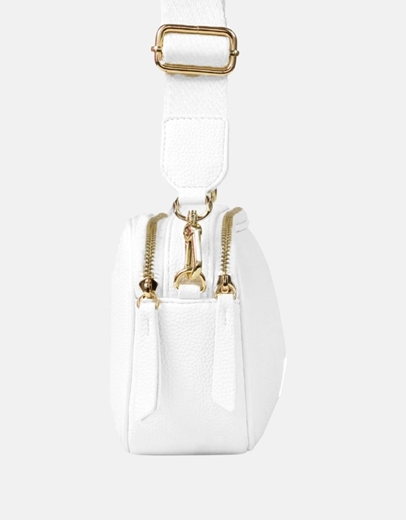 Εικόνα της Χειροποίητη τσάντα ώμου με προσαρμοζόμενο ιμάντα Λευκό