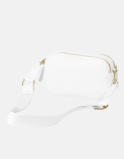 Εικόνα της Χειροποίητη τσάντα ώμου με προσαρμοζόμενο ιμάντα Λευκό