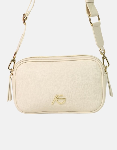 Εικόνα της Χειροποίητη τσάντα ώμου με προσαρμοζόμενο ιμάντα Μπεζ