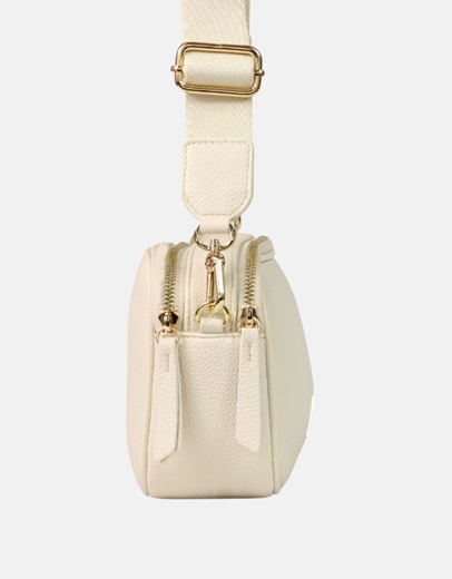 Εικόνα της Χειροποίητη τσάντα ώμου με προσαρμοζόμενο ιμάντα Μπεζ