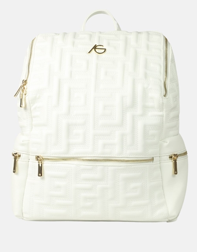 Εικόνα της Γυναικείο σακίδιο πλάτης με μοτίβο μαιάνδρου Λευκό