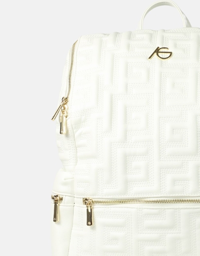 Εικόνα της Γυναικείο σακίδιο πλάτης με μοτίβο μαιάνδρου Λευκό