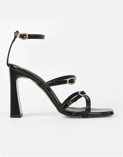 Εικόνα της Πέδιλα Ελληνικής Κατασκευής με τριπλό λουράκι Μαύρο