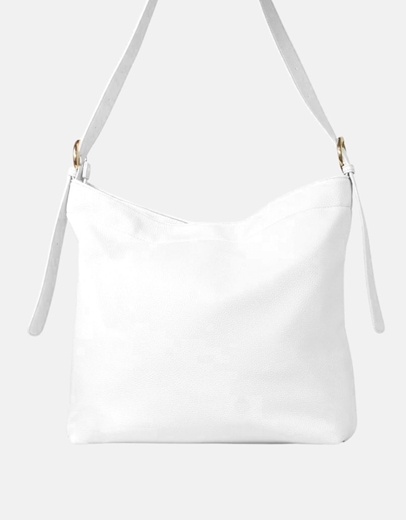 Εικόνα της Χειροποίητη μονόχρωμη γυναικεία τσάντα ώμου Λευκό