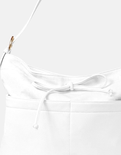 Εικόνα της Χειροποίητη μονόχρωμη γυναικεία τσάντα ώμου Λευκό