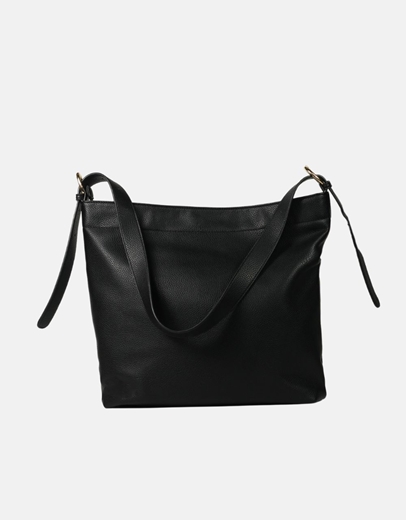 Εικόνα της Χειροποίητη μονόχρωμη γυναικεία τσάντα ώμου Μαύρο