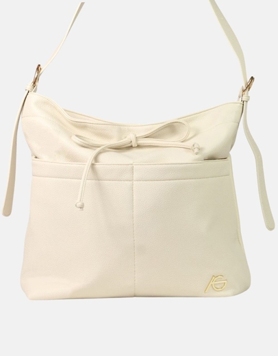 Εικόνα της Χειροποίητη μονόχρωμη γυναικεία τσάντα ώμου Μπεζ