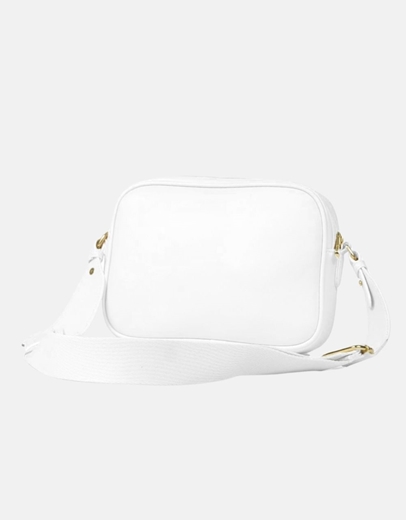 Εικόνα της Χειροποίητη γυναικεία τσάντα ώμου με ριπ μοτίβο Λευκό