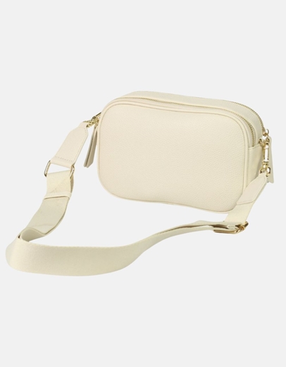 Εικόνα της Χειροποίητη γυναικεία τσάντα ώμου με ριπ μοτίβο Μπεζ