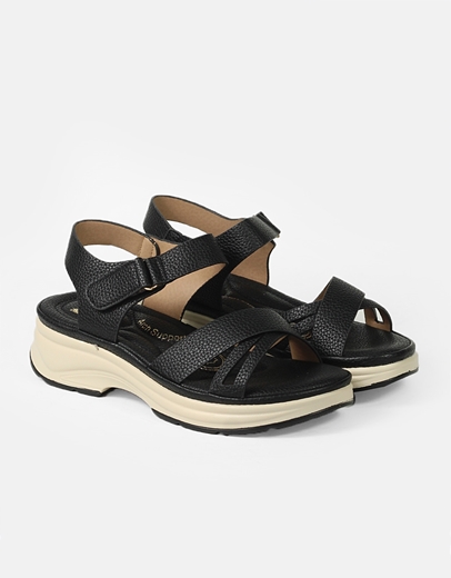 Εικόνα της Comfort γυναικεία σανδάλια δετά με λουράκι Μαύρο