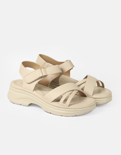 Εικόνα της Comfort γυναικεία σανδάλια δετά με λουράκι Μπεζ