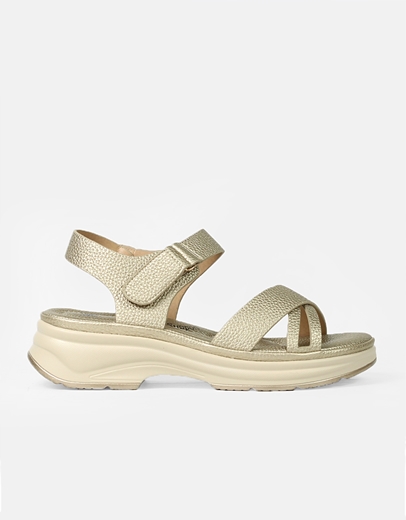 Εικόνα της Comfort γυναικεία σανδάλια δετά με λουράκι Πλατίνα