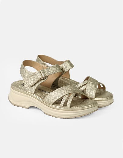 Εικόνα της Comfort γυναικεία σανδάλια δετά με λουράκι Πλατίνα