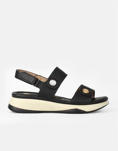 Εικόνα της Comfort γυναικεία σανδάλια με φάσες και διακοσμητικά στοιχεία Μαύρο