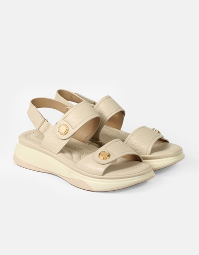 Εικόνα της Comfort γυναικεία σανδάλια με φάσες και διακοσμητικά στοιχεία Μπεζ