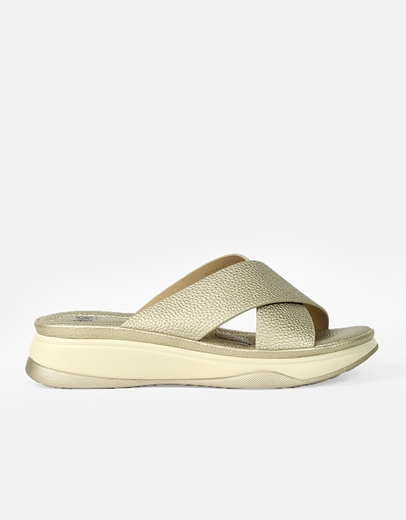 Εικόνα της Comfort γυναεικεία σανδάλια με χιαστί φάσα Πλατίνα