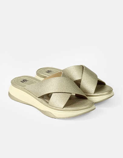 Εικόνα της Comfort γυναεικεία σανδάλια με χιαστί φάσα Πλατίνα