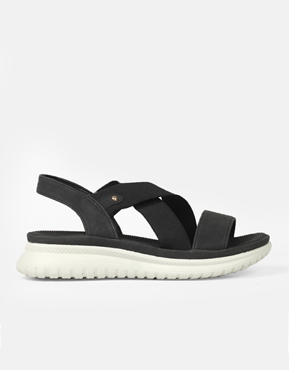 Εικόνα της Comfort γυναικεία σανδάλια με χιαστί λάστιχο Μαύρο