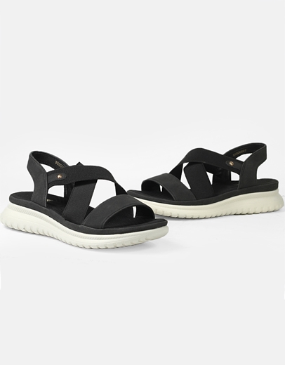 Εικόνα της Comfort γυναικεία σανδάλια με χιαστί λάστιχο Μαύρο