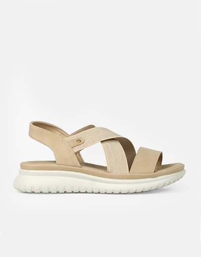 Εικόνα της Comfort γυναικεία σανδάλια με χιαστί λάστιχο Μπεζ