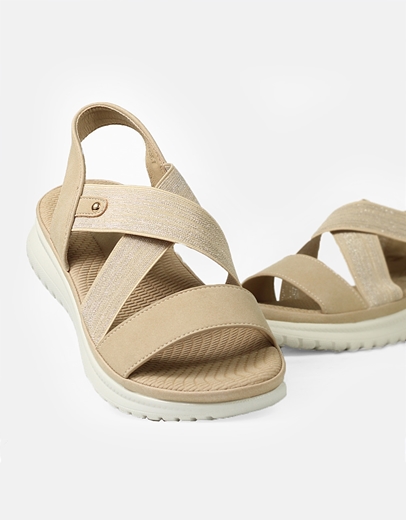 Εικόνα της Comfort γυναικεία σανδάλια με χιαστί λάστιχο Μπεζ