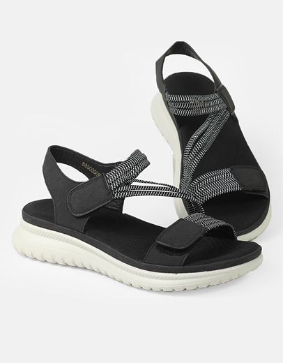 Εικόνα της Comfort γυναικεία σανδάλια με velcro και λάστιχο Μαύρο