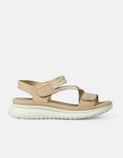 Εικόνα της Comfort γυναικεία σανδάλια με velcro και λάστιχο Μπεζ