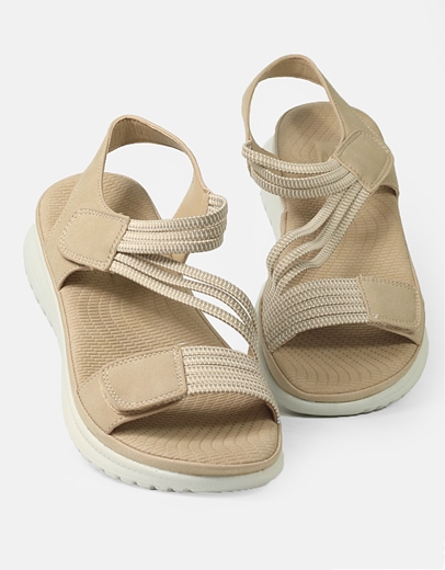 Εικόνα της Comfort γυναικεία σανδάλια με velcro και λάστιχο Μπεζ
