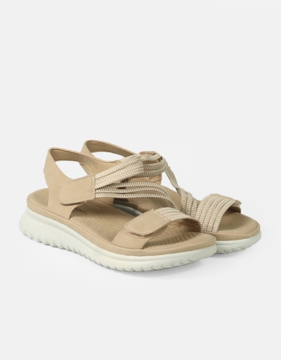 Εικόνα της Comfort γυναικεία σανδάλια με velcro και λάστιχο Μπεζ