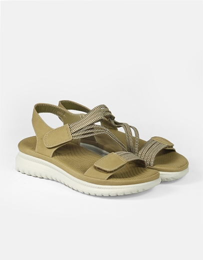 Εικόνα της Comfort γυναικεία σανδάλια με velcro και λάστιχο Χακί