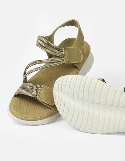 Εικόνα της Comfort γυναικεία σανδάλια με velcro και λάστιχο Χακί