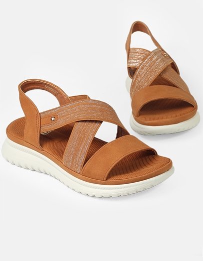 Εικόνα της Comfort γυναικεία σανδάλια με χιαστί λάστιχο Ταμπά